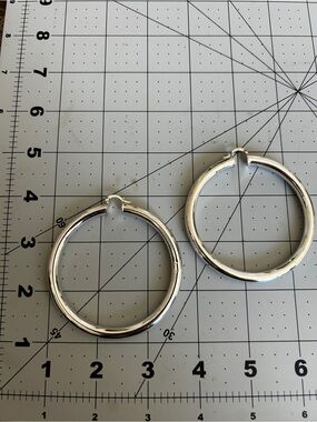 Sterling-Style Large Silver Hoop Earrings - Classic Circle Hoops